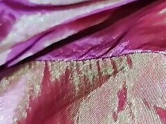 Handjob with pink shaded satin silky suit salwar of neighbour bhabhi (42)