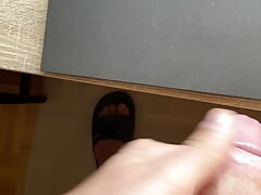 Jerking of that big dick at the desk