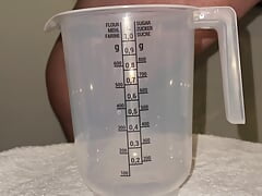 Huge piss and massive cumshot in cup