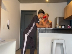 Intimate trainer gobbles college girl's rump.