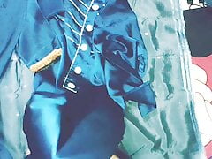 Handjob and Cum on satin silky blue suit salwar of nurse (70)