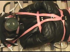 Restrained, straitjacketed, breath control and spanking