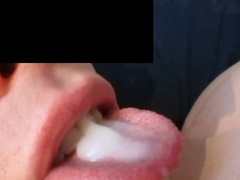 Swallowing a hot load of gooey cum 4