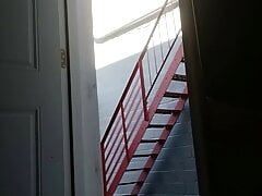 Mofo2121 pissing  out the back door