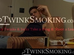 Ten inches cock stroking while smoking by hung Levi