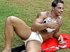 naughty latin jock milks on football field solo