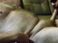 Hot homemade video of a hot guy deepthroating his dad's big cock