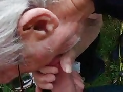 Daddy blowjob in outdoor