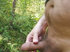 Uncut hairy pisser in the woods