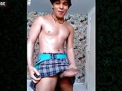 Latino twink jerks and cums on Oreo cookies