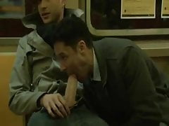 Sucking a huge cock in the subway