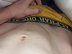 Young schoolboy boy handjob cum at night before test