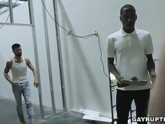 Two construction workers offers a threesome to the site inspector