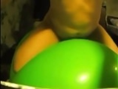 Big green balloon inflatable humping cum