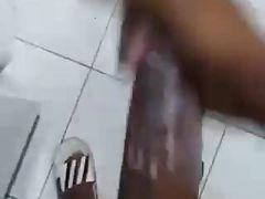 Man stroke his long thick dick and find heavily