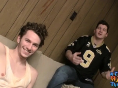 Gay-For-Pay guys jerking their beefsticks until a blessed finishing