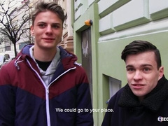 Two Czech amateur twinks in a hardcore gay 3some