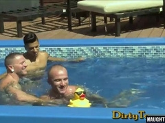 Hot threesome action with a hot Brazilian gay and two guys