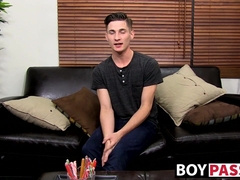 Big booty twink interviewed before masturbating harshly