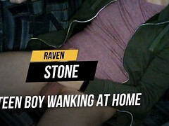 Teen boy wanking at home before going to bed