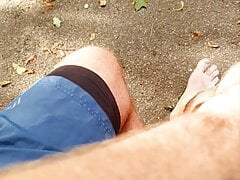 Master Ramon relaxes on the park bench and massages his divine cock, extremely sexy