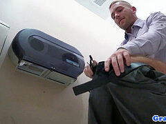 Office bottom banged at work while milking