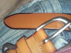 Crossdresser Enjoys To Stroke His Rod While Dressed In A Brief Jeans Micro-Skirt Part two