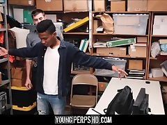 Cute Black Twink Caught Shoplifting Fucked By Hot White Security Officer