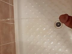 Jerking off and pissing into the shower