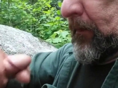 Older Man Sucks Young Cock Outdoors