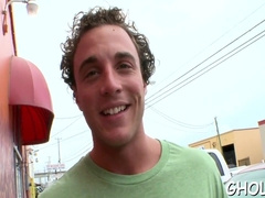 Humungous knob for a gloryhole homosexual fellate