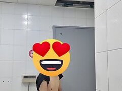 Hot Korean guy Jerkoff in the public bathroom enjoying the thrill