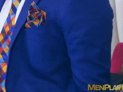 Fingering and ass pumping by suited guys Franky Fox and Charlie Cherry
