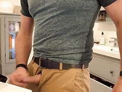 I jerk off in the kitchen thinking about you with my big cock