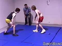 Petite gays spar together hardcore and slowly strip naked