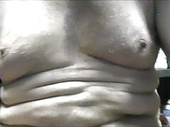 chubby mechanic slow motion wobbly man tits wank and cum