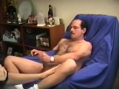 Nasty mandy plays with his cock