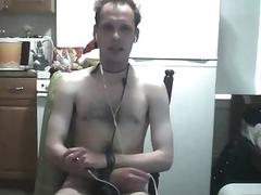 Naked man conversing with his webcam friends