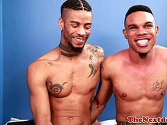 Tattooed black cub analed and cums hard