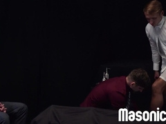 Hot twink Cameron Basinger deepthroats and bareback fucked by DILF Mitch Cox