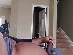 Fat guy playing with his dick