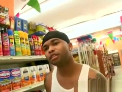 Interracial convenience store blowjob
