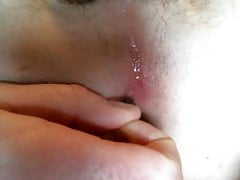 Warming up a cum hungry asshole with lube creampie
