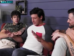Tattooed Jocks Enjoy Barebacking 3some Till Cumshot