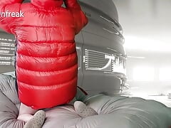 Humping Huge Overfilled Down Jacket Until Cum