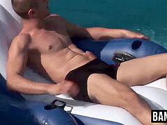 4 super-fucking-hot jocks naughty outdoor bareback orgy by the poolside