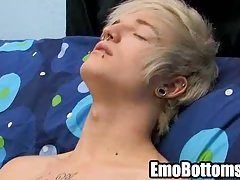 This sexy blonde punk twink is jerking his cock off