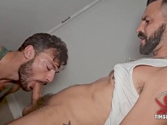 Gay dudes enjoy rough face fucking and thick oral action