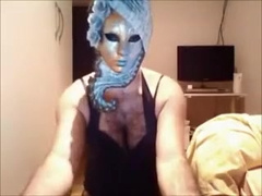 Crossdresser black lingerie and Pillow friend