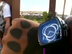 Exhibitionist gay cock sucking near freeway